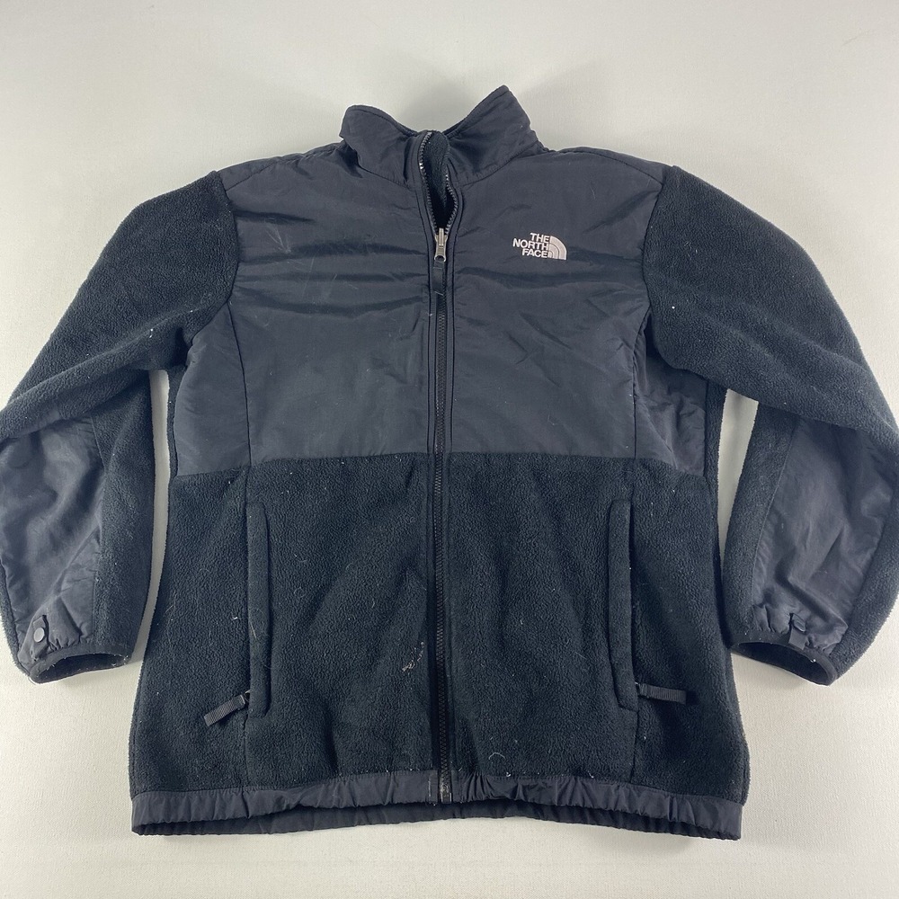 The North Face Denali Jacket Girls XL Full Zip‎ Polartec Black Fleece Youth TNF